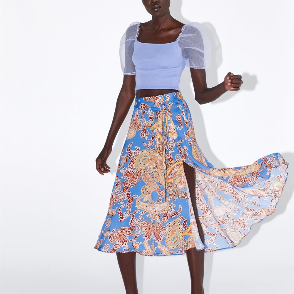 Zara Tied print skirt - Picture 1 of 8